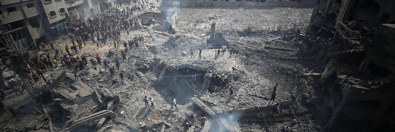 Damage following an Israeli airstrike on the Sousi mosque in Gaza City