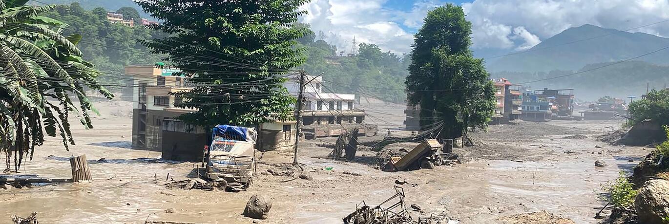area affected by flash floods in Nuwakot District, Nepal